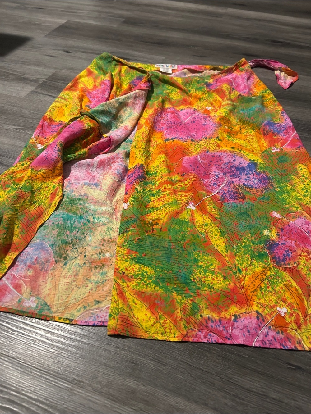 Jams World Multicolor Floral Wrap Skirt in Pink, Green & Orange